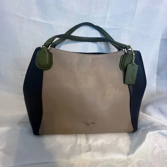 Coach Edie 28 Colorblock Leather Satchel Bag - Picture 2 of 13